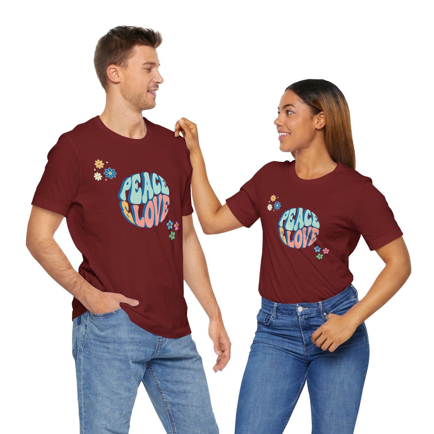 Peace and Love T-shirt | Unisex Retro Happy Inspirational Uplifting Hopeful Gift Tee |