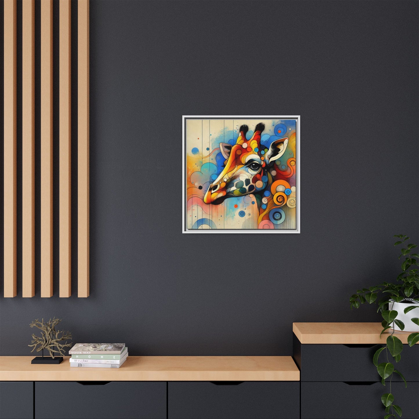 Modern Giraffe Print Abstract Design Unique Framed Canvas Print African Wall Art Animal Lover Gift Nature Lover Decor 3 frame colors