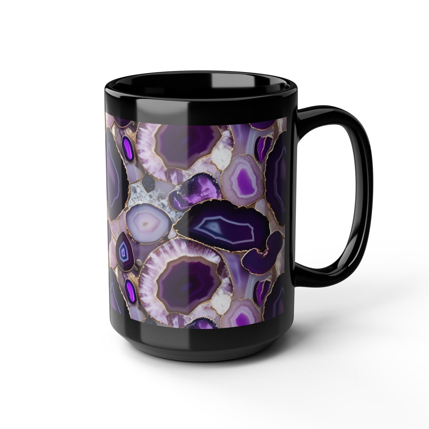 Ceramic Coffee Mug Purple Amethyst Quartz-Inspired Image Nature Rock Lover Ceramic Tea Cup Geode Inspired Agate Look Ceramic Mug