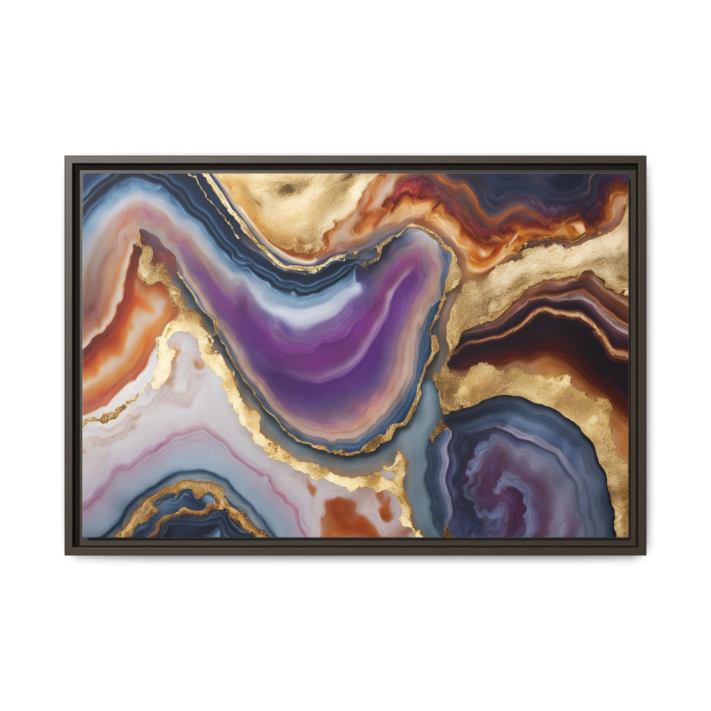 Colorful Agate Quartz Crystal Geode Design Print Matte Canvas Wall Art Nature Lover Gift Geology Rock Lover Gift 3 frame color choices