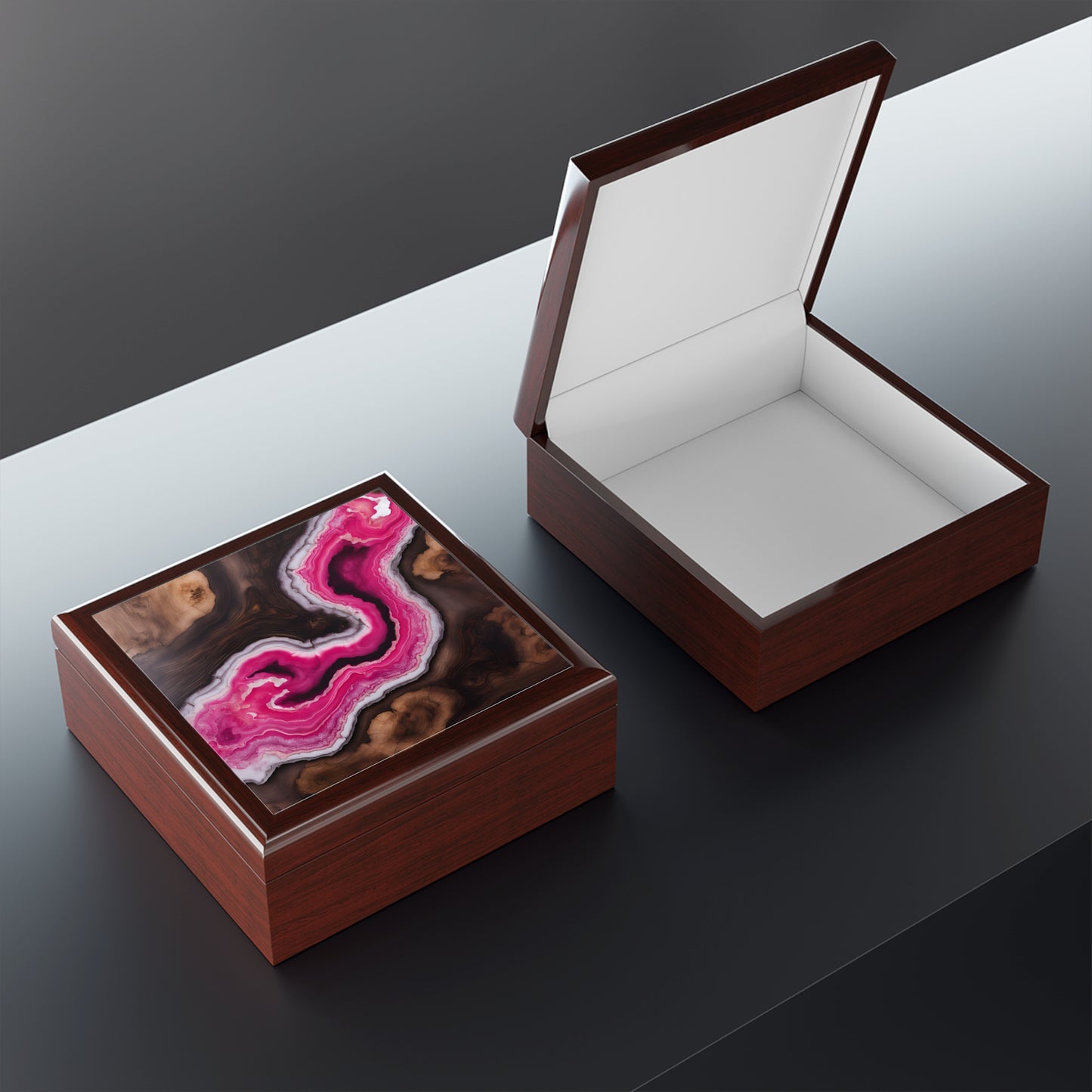 Unique Art Print Design Jewelry Box Trinket Box Bedroom Dresser Decor Vanity Gift Box - 3 colors to choose from