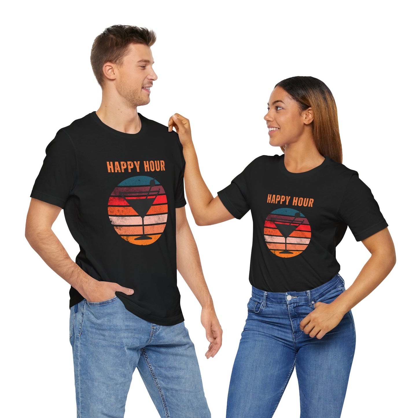 Happy Hour Martini Glass T-Shirt | Unique Unisex Bar Humor Gift Tee | Funny Alcohol Shirt |