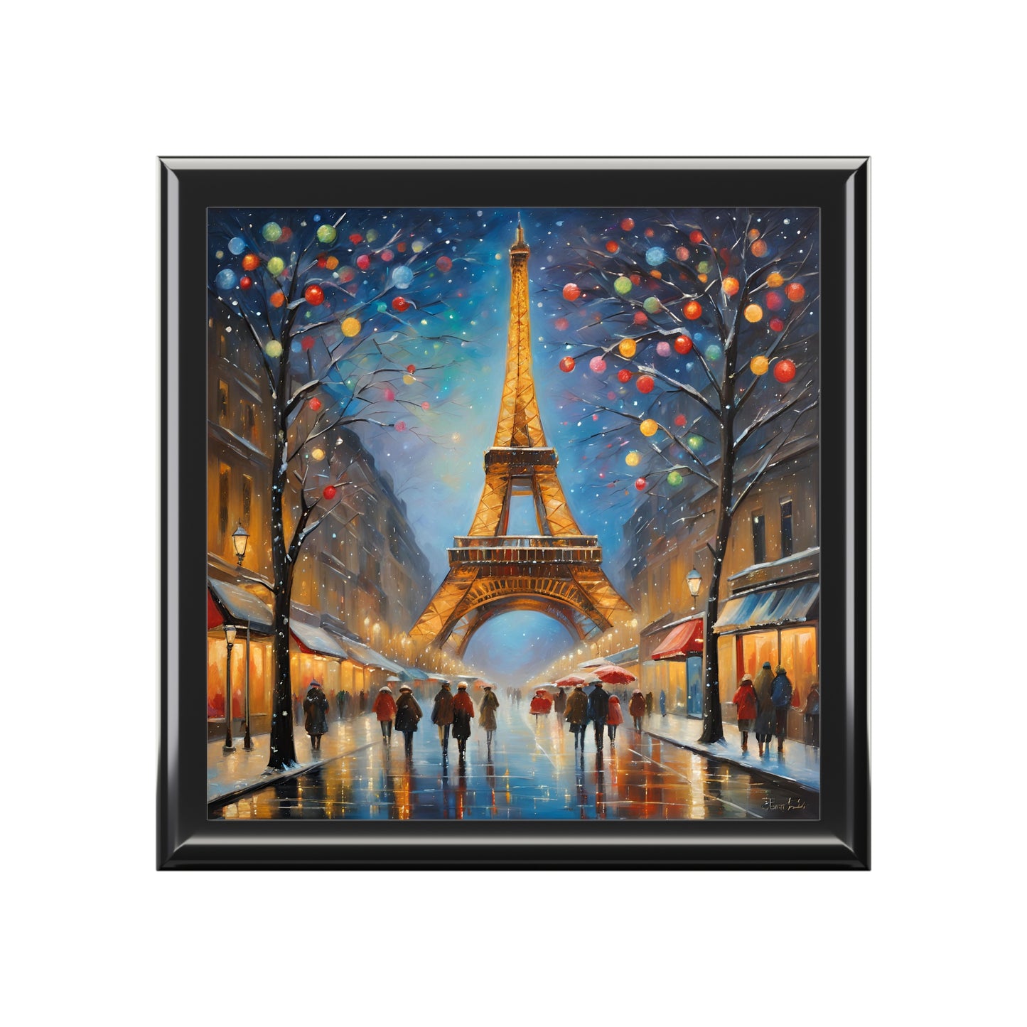 Unique Art Eiffel Tower Print Design Jewelry Box Trinket Box Bedroom Dresser Paris Decor Vanity Gift Box - 3 colors to choose from
