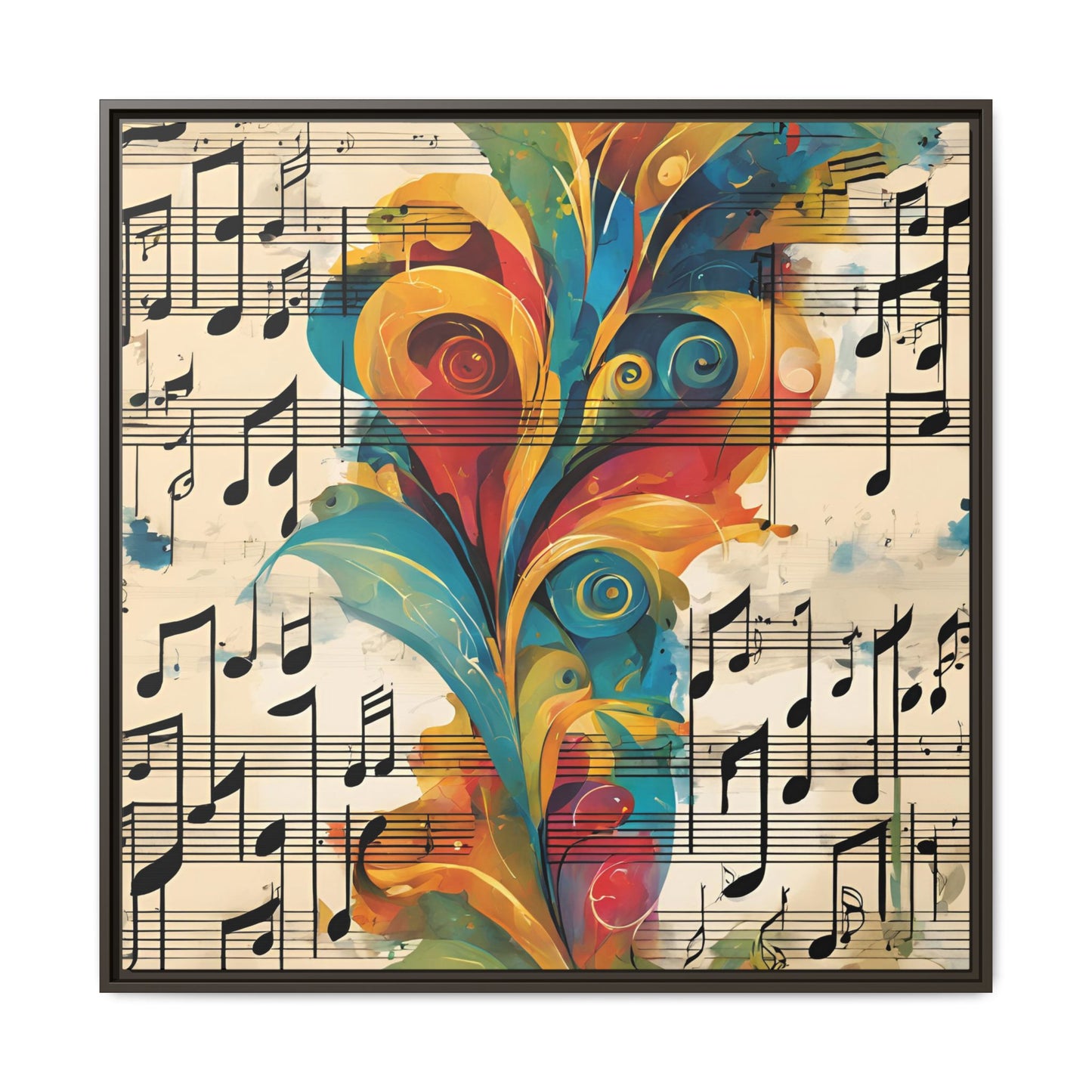 Modern Sheet Music-Themed Print Abstract Design Unique Framed Canvas Print Treble Clef Note Wall Art Music Lover Gift Decor 3 frame colors