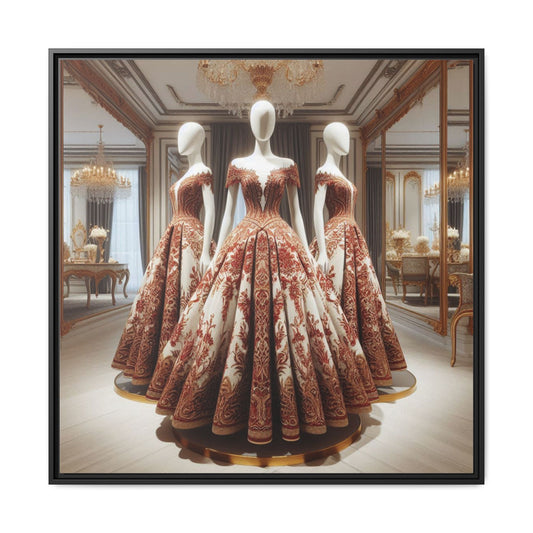 Fashion Formal Runway Dress Framed Canvas Print Wall Art Unique Fashion Designer Style Haute Couture Fashionista Gift Decor 3 Frame Colors