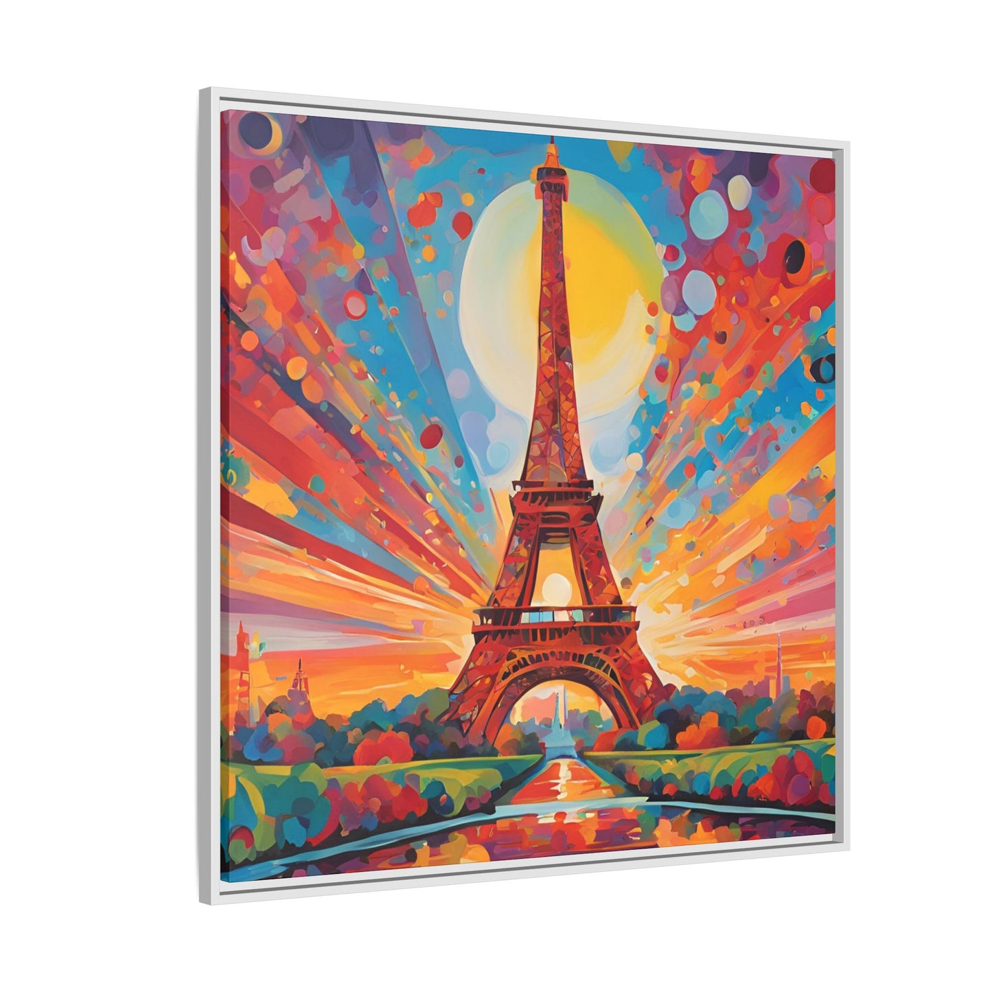 Modern Abstract Eiffel Tower Design Unique Framed Colorful Canvas Landscape Wall Art Paris France Gift Nature Lover Gift 3 frame colors