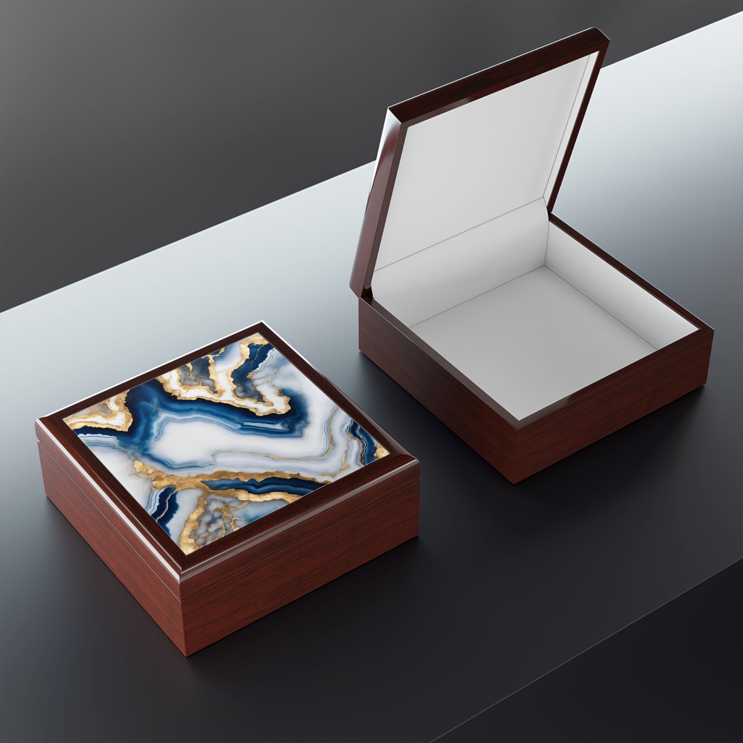 Unique Art Print Design Jewelry Box Trinket Box Bedroom Dresser Decor Vanity Gift Box - 3 colors to choose from
