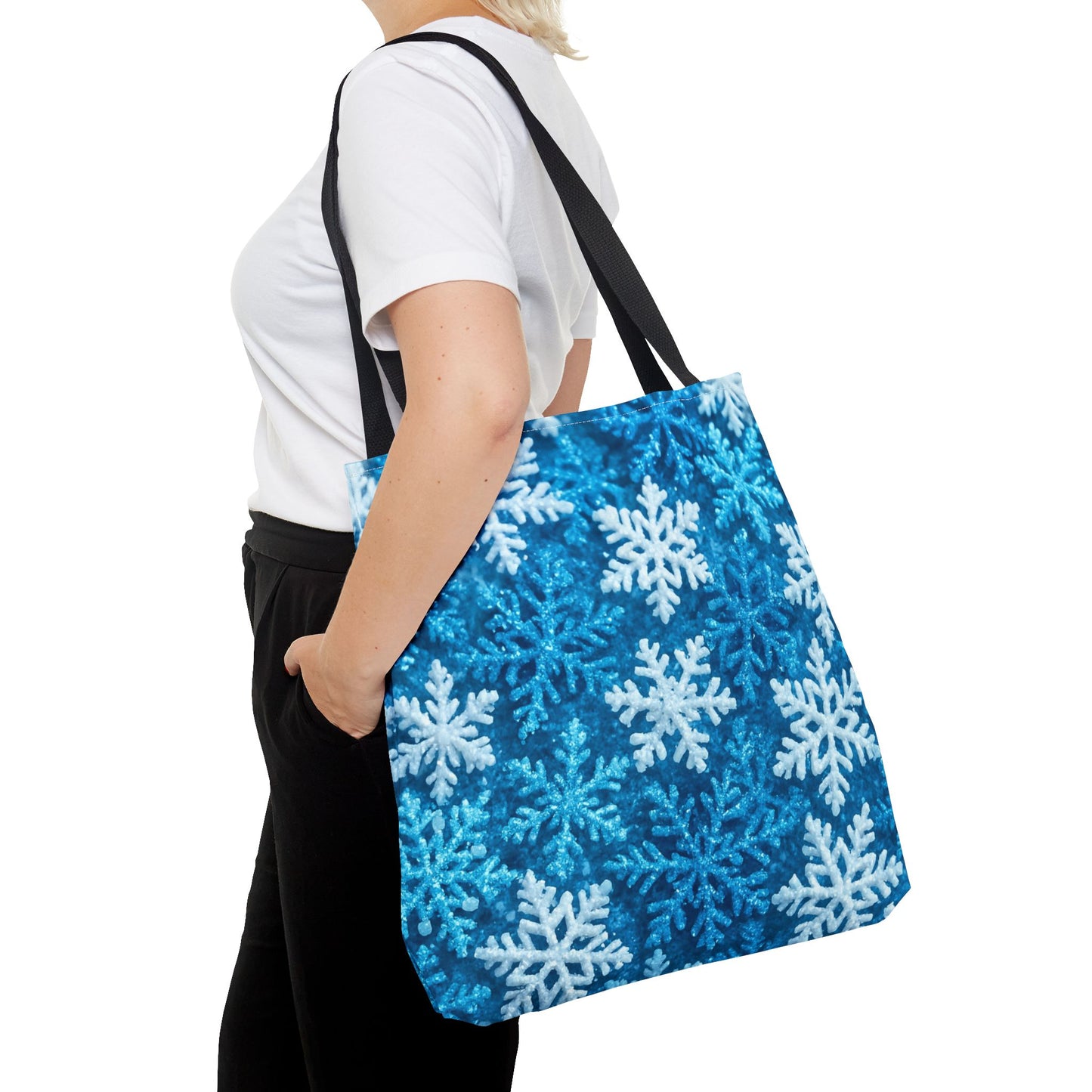 Snowflake Christmas Tote Bag Holiday Cheer Gift Glam Winter Accessory Reusable Winter Tree Shopping Bag Xmas Joy Gift Unisex Bag for Him Her