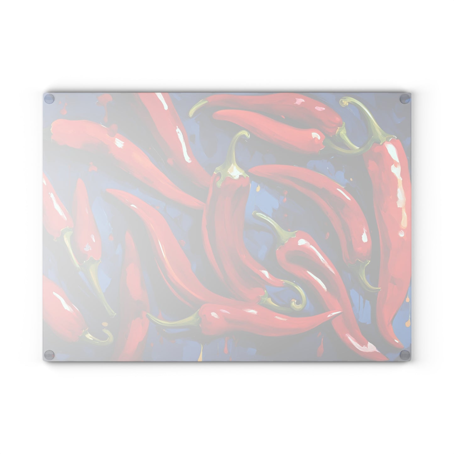 Kitchen Decor Glass Cutting Board Serving Tray with Red Hot Chili Peppers Pattern Cutting Board Gift for Home Cook Charcuterie Board