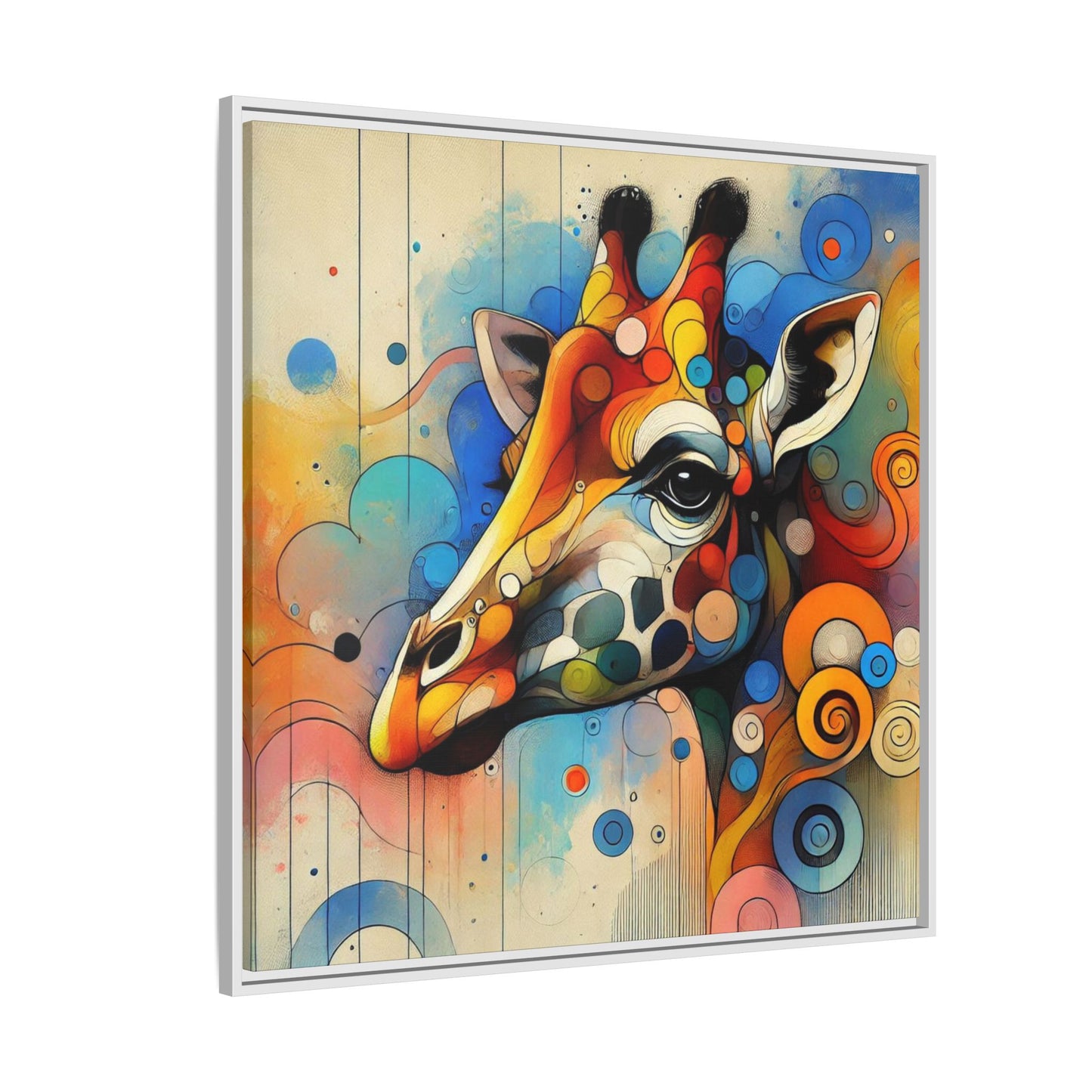 Modern Giraffe Print Abstract Design Unique Framed Canvas Print African Wall Art Animal Lover Gift Nature Lover Decor 3 frame colors
