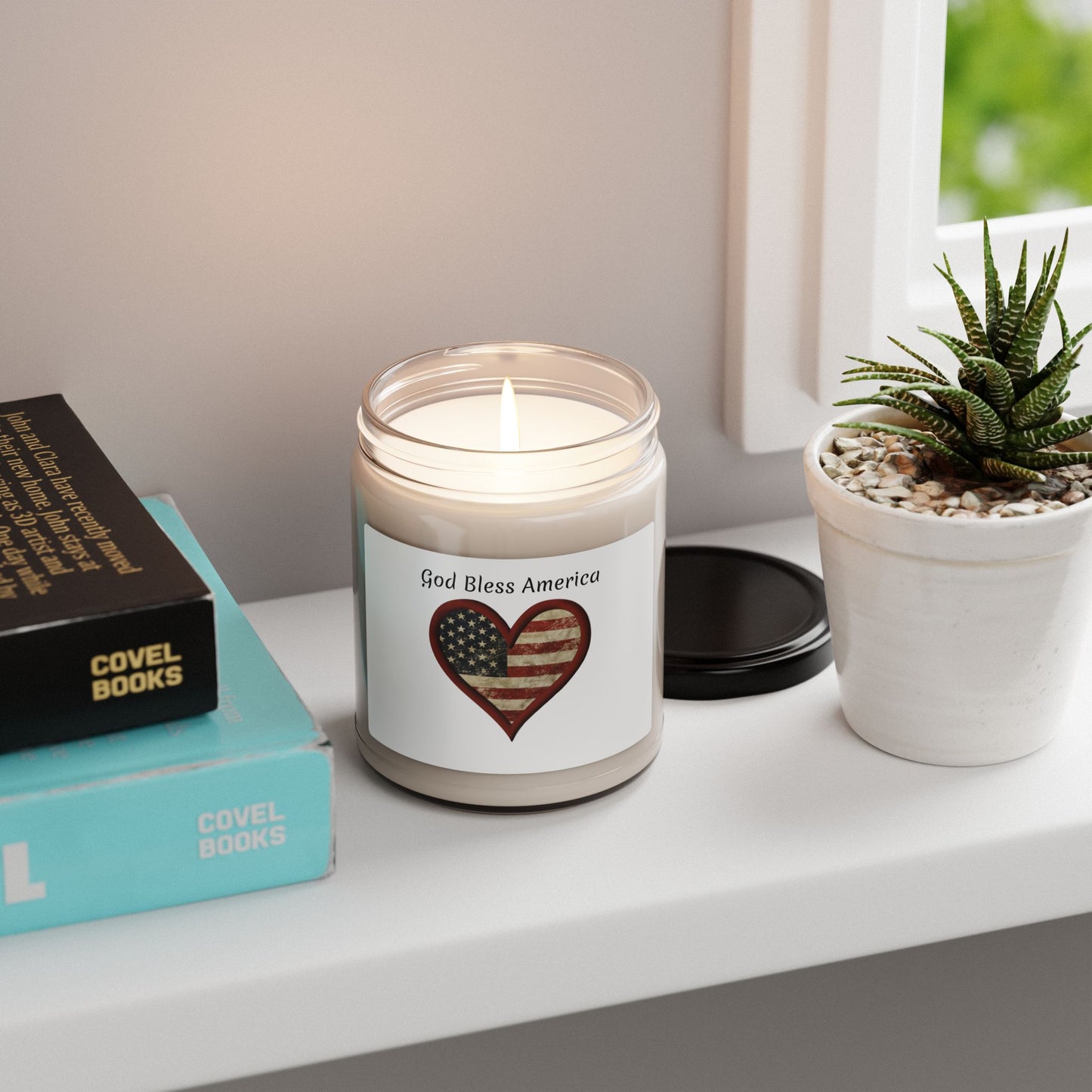 God Bless America Heart-shaped Flag Scented Soy Candle, 9oz