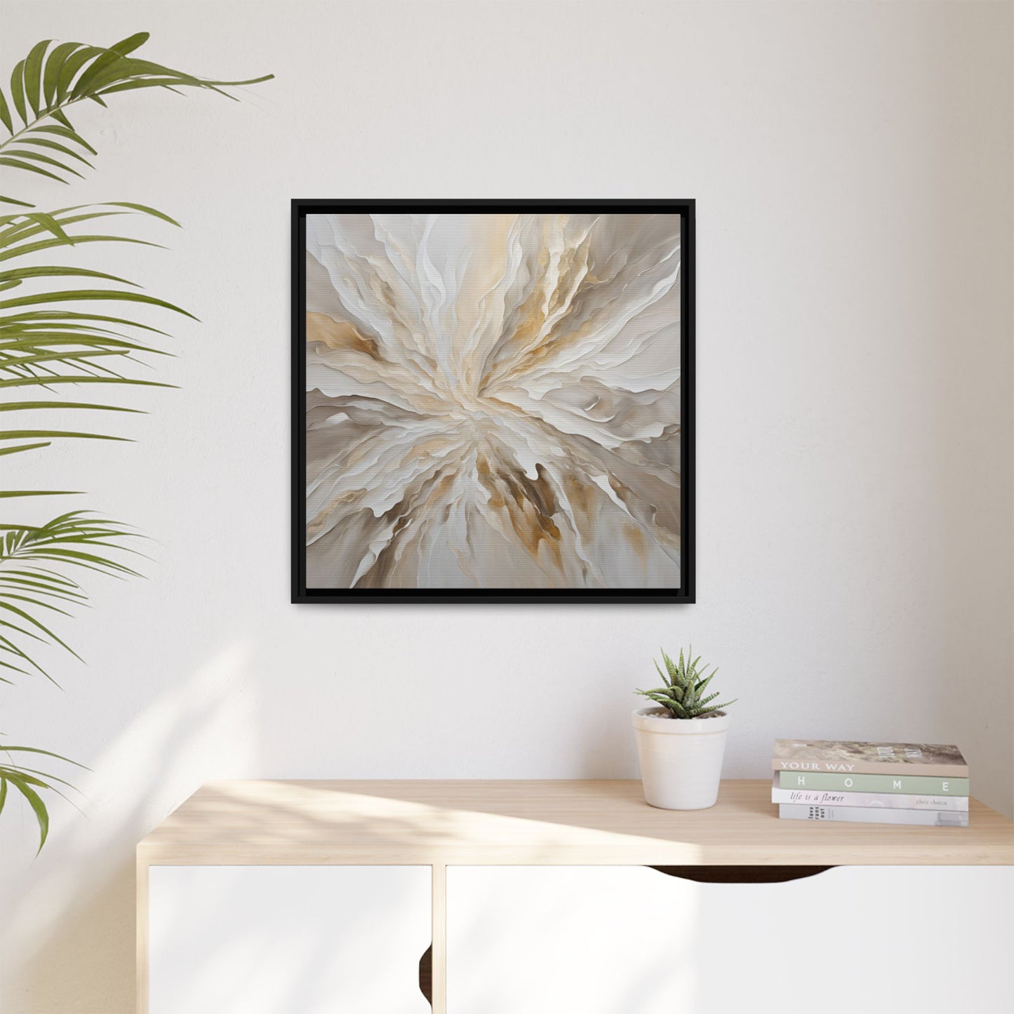 Modern Abstract Floral Design Unique Framed Canvas Wall Art Starburst Gift Nature Lover Gift Garden Lover Gift 3 frame colors