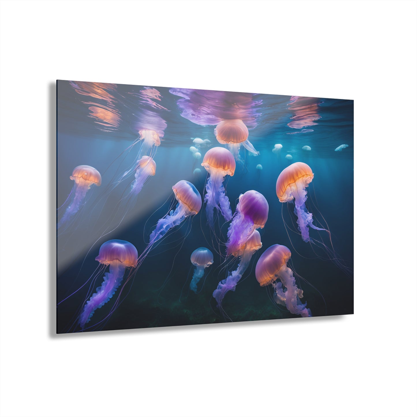 Large Jellyfish Acrylic Print with French Cleat Sea Life Wall Art Underwater Beachy Nature Relaxing Ocean Artwork Modern Home Decor
