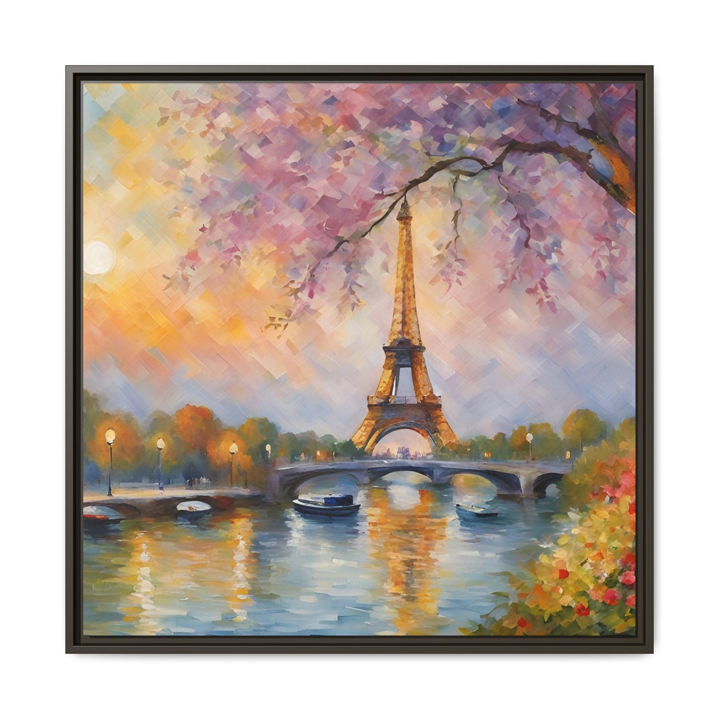 Modern Abstract Eiffel Tower Design Unique Framed Canvas Landscape Wall Art Paris France Gift Nature Lover Gift 3 frame colors