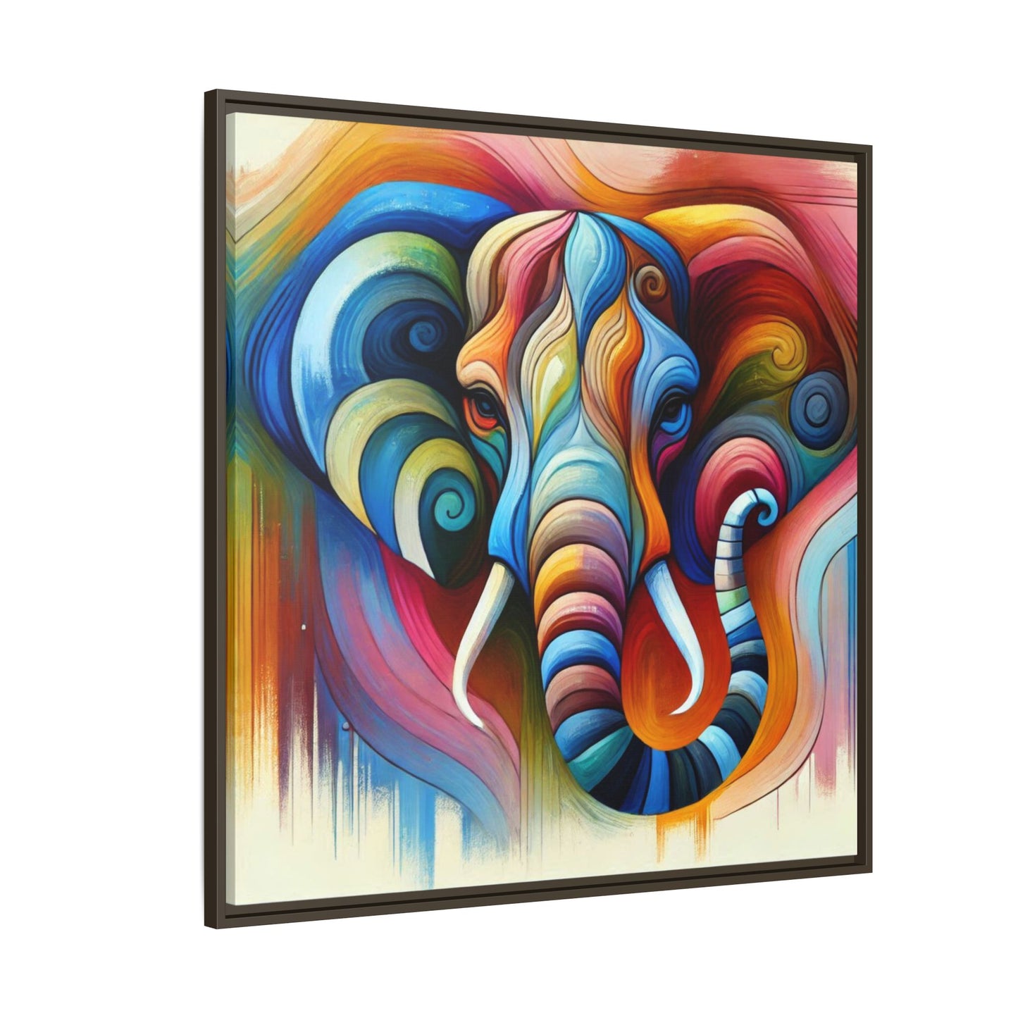 Modern Elephant Print Abstract Design Unique Framed Canvas Print African Wall Art Animal Lover Gift Nature Lover Decor 3 frame colors