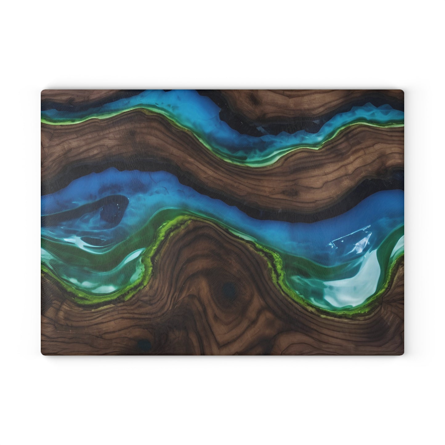 Kitchen Decor Glass Wood-look Image Nature Lover Cutting Board Serving Tray Home Cook Gift Colorful Glass Geode-inspired Charcuterie Board