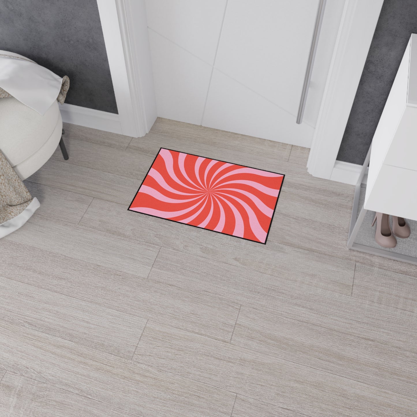 Grovy Retro Decorative Heavy Duty Non-Slip Floor Mat Stylish Design Perfect for Entryway Kitchen Décor Beachy Swirl Design Bathroom Mat