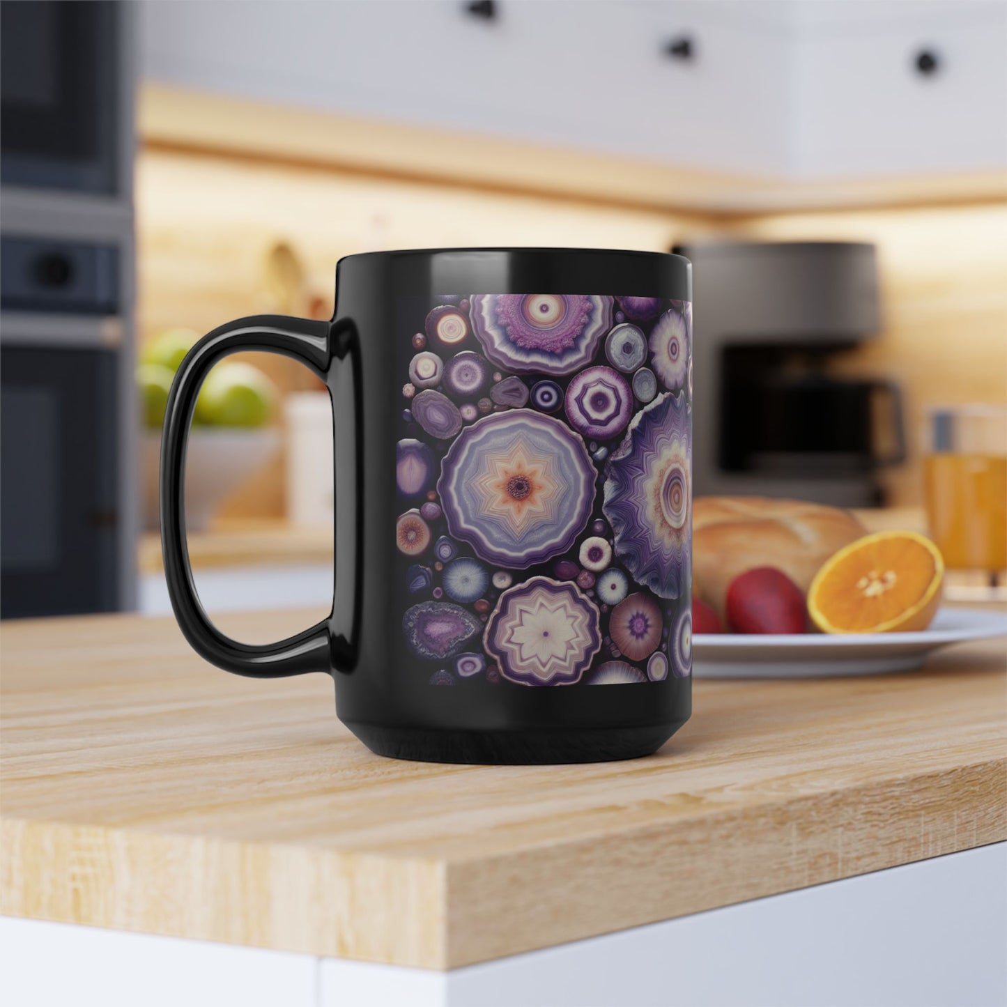 Ceramic Coffee Mug Purple Amethyst Quartz-Inspired Image Nature Rock Lover Ceramic Tea Cup Geode Inspired Agate Look Ceramic Mug