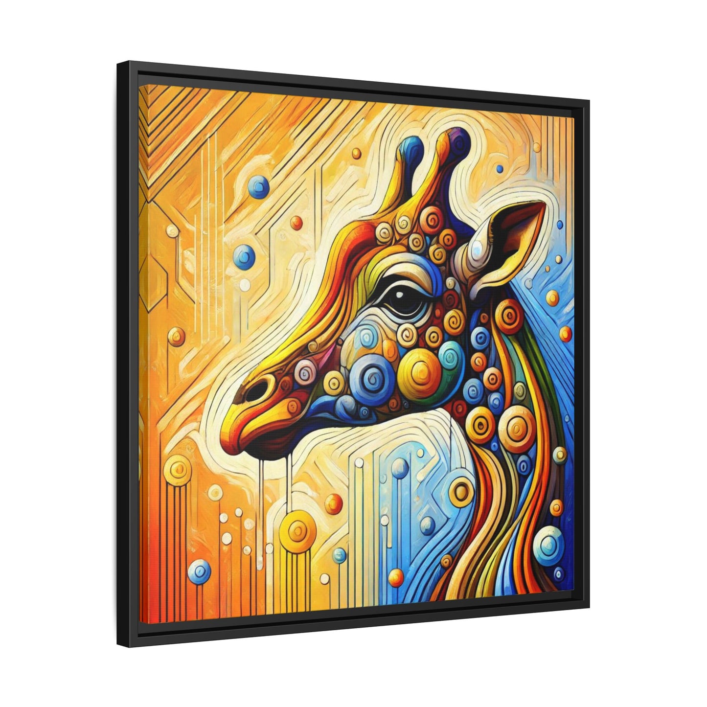 Modern Giraffe Print Abstract Design Unique Framed Canvas Print African Wall Art Animal Lover Gift Nature Lover Decor 3 frame colors