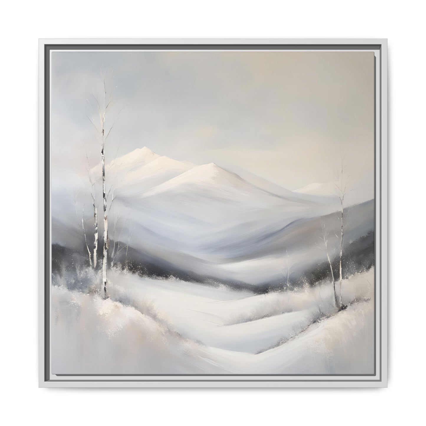 Modern Abstract Mountain Design Unique Framed Canvas Wall Art Snowy Gift Nature Lover Gift 3 frame colors