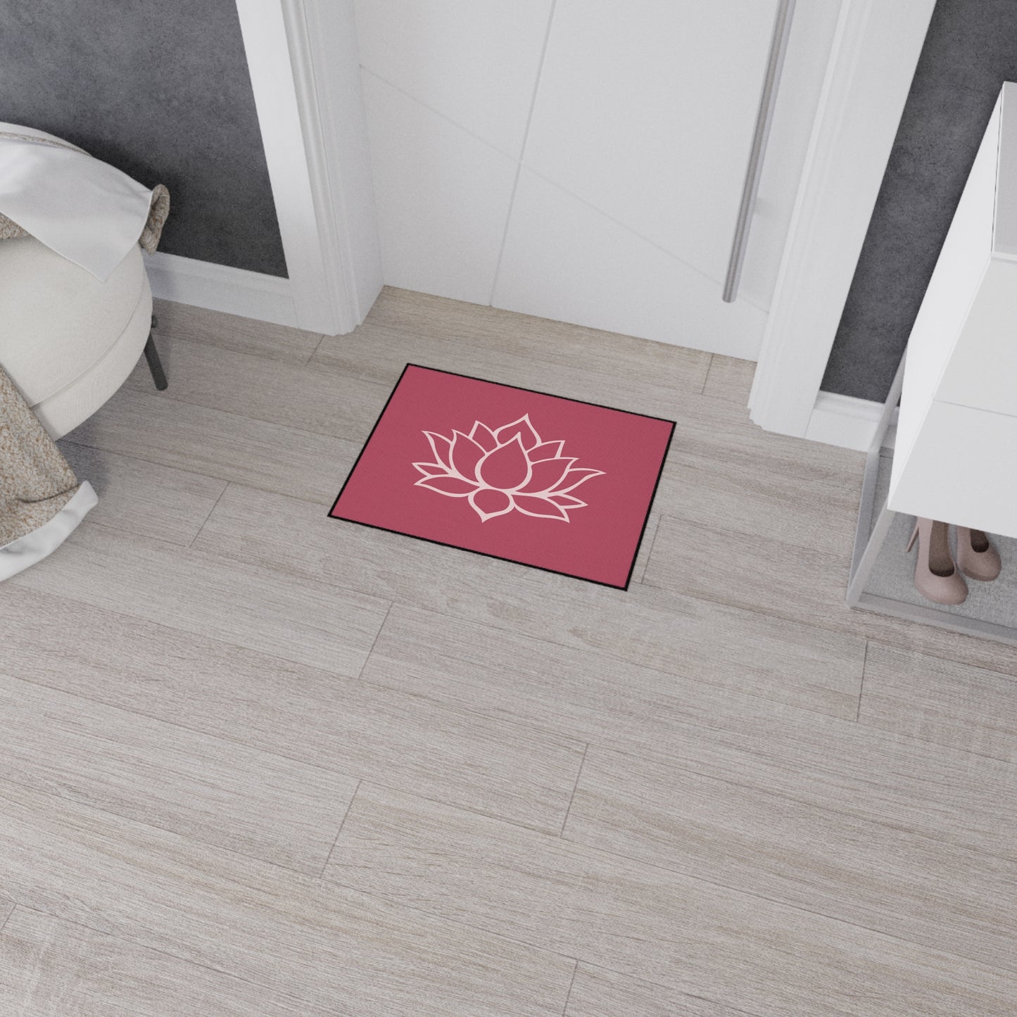 Decorative Heavy Duty Non-Slip Floor Mat Stylish Design Perfect for Entryway Kitchen Décor Lotus Blossom Floral Design Rug Bath Mat