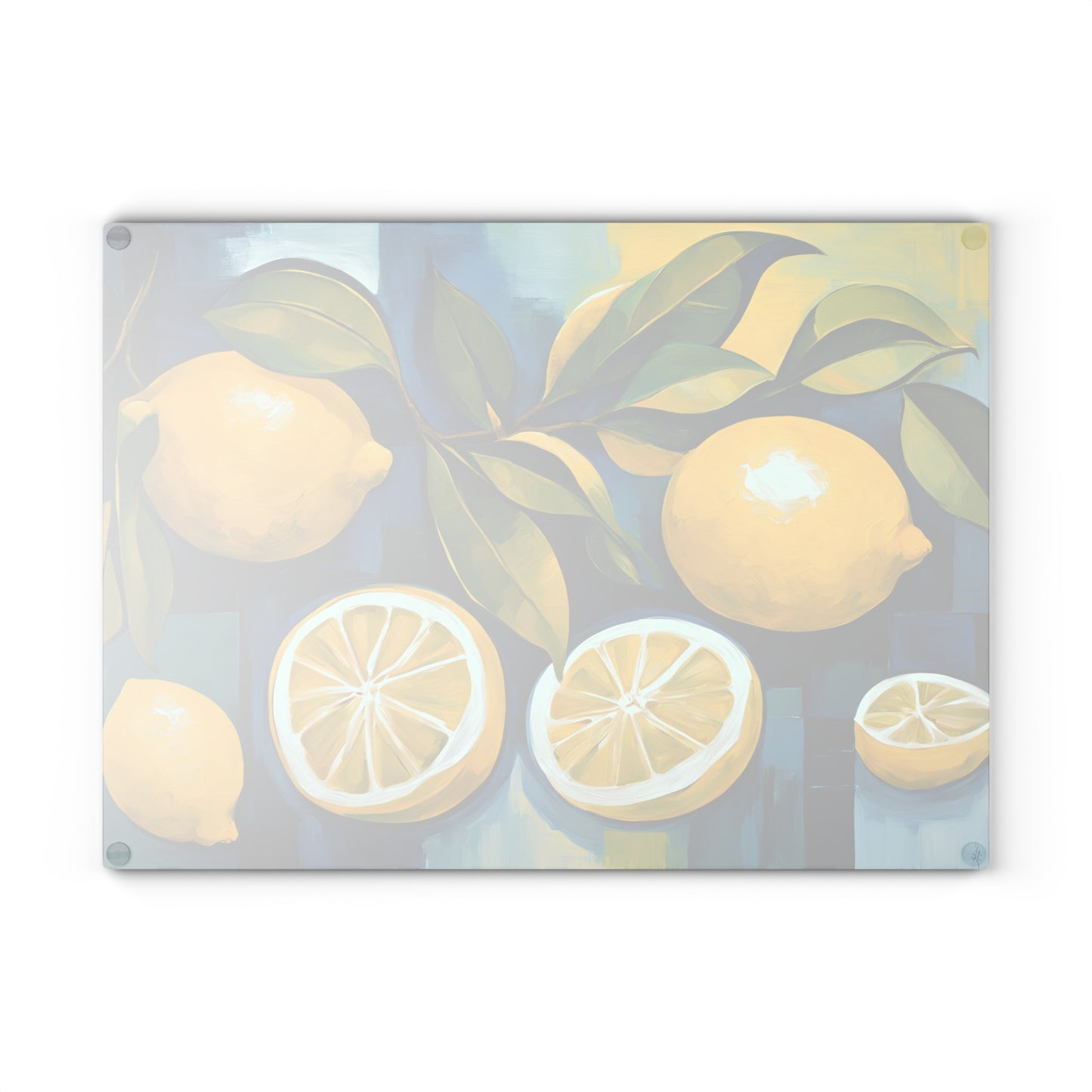 Kitchen Decor Glass Cutting Board Serving Tray with Modern Lemon Pattern Cutting Board Gift for Home Cook Charcuterie Board