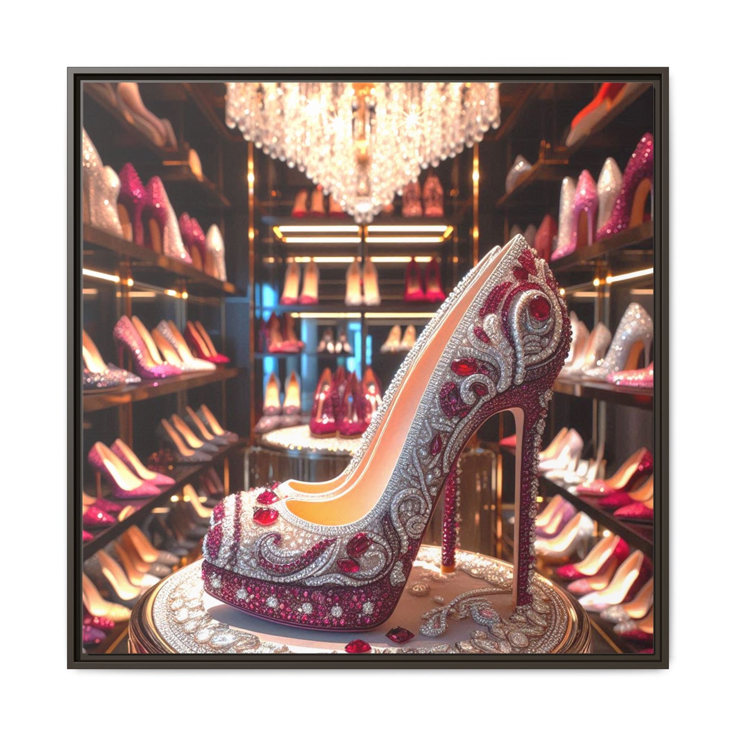 High Heel Shoe Framed Canvas Print Wall Art Unique Fashion Designer Style Haute Couture Shoe Lover Fashionista Gift Decor 3 Frame Colors