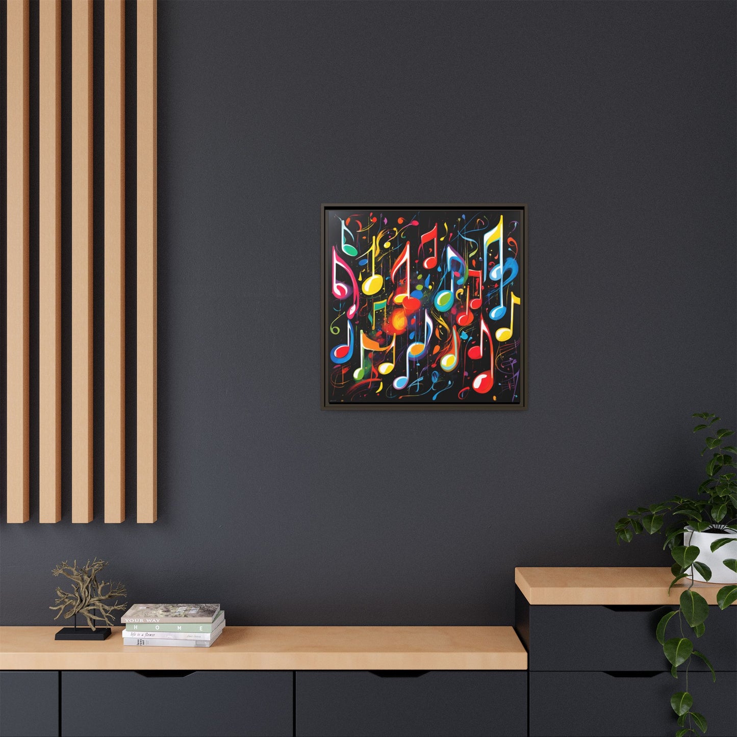 Modern Music-Themed Print Abstract Design Unique Framed Canvas Print Treble Clef Note Wall Art Music Lover Gift Decor 3 frame colors