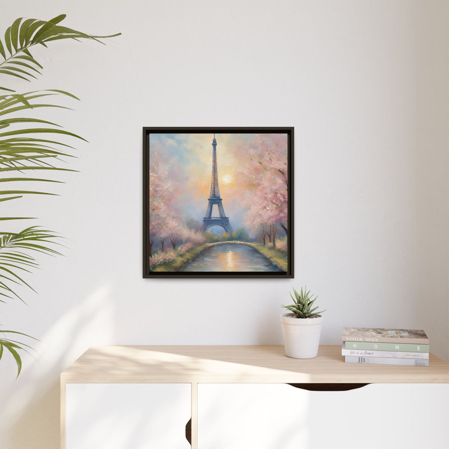 Modern Abstract Pastel Eiffel Tower Design Unique Framed Colorful Canvas Landscape Wall Art Paris France Gift Landscape Gift 3 frame colors