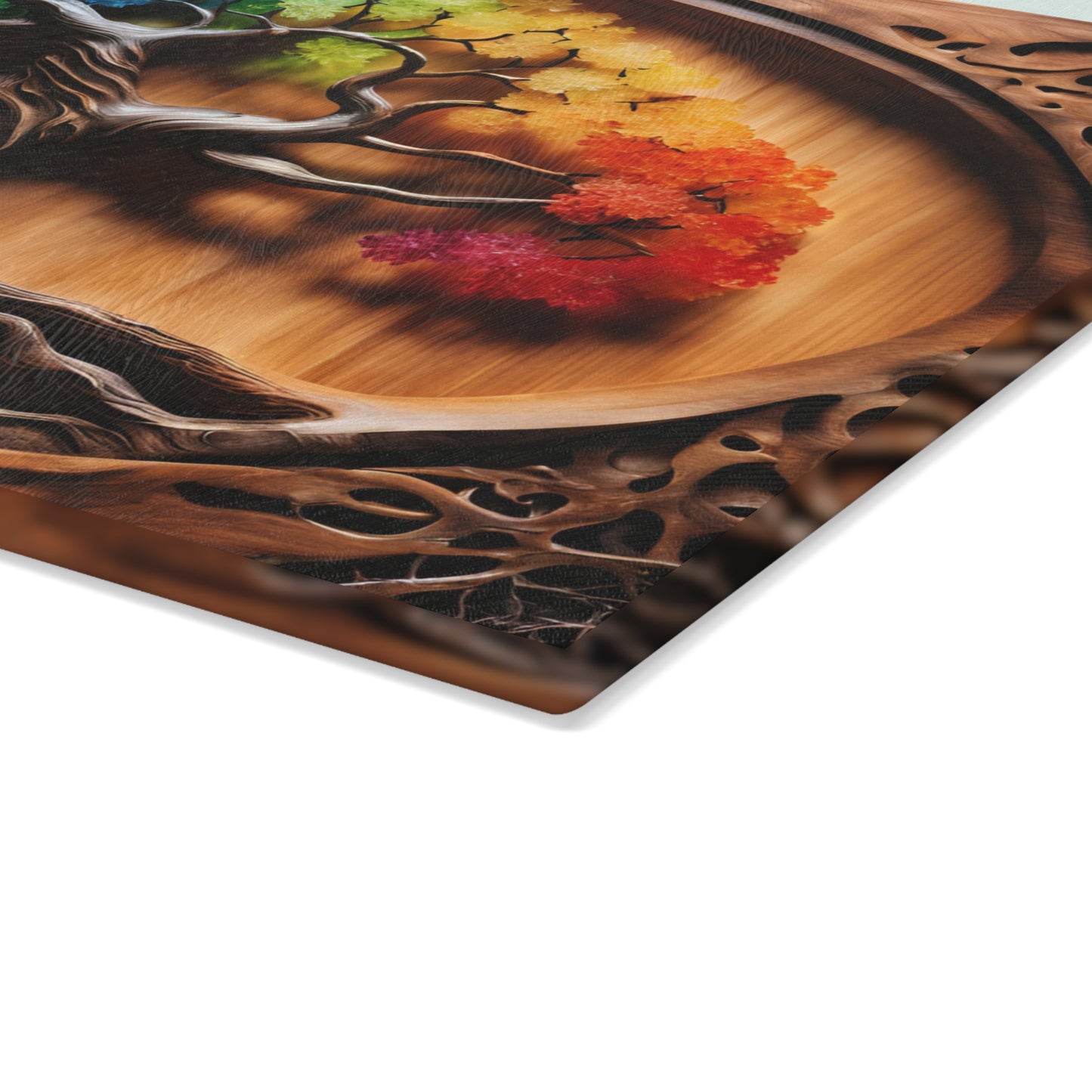 Glass Kitchen Decor Glass Cutting Board Serving Tray with Tree of Life Design Cutting Board Gift for Home Cook Glass Charcuterie Board