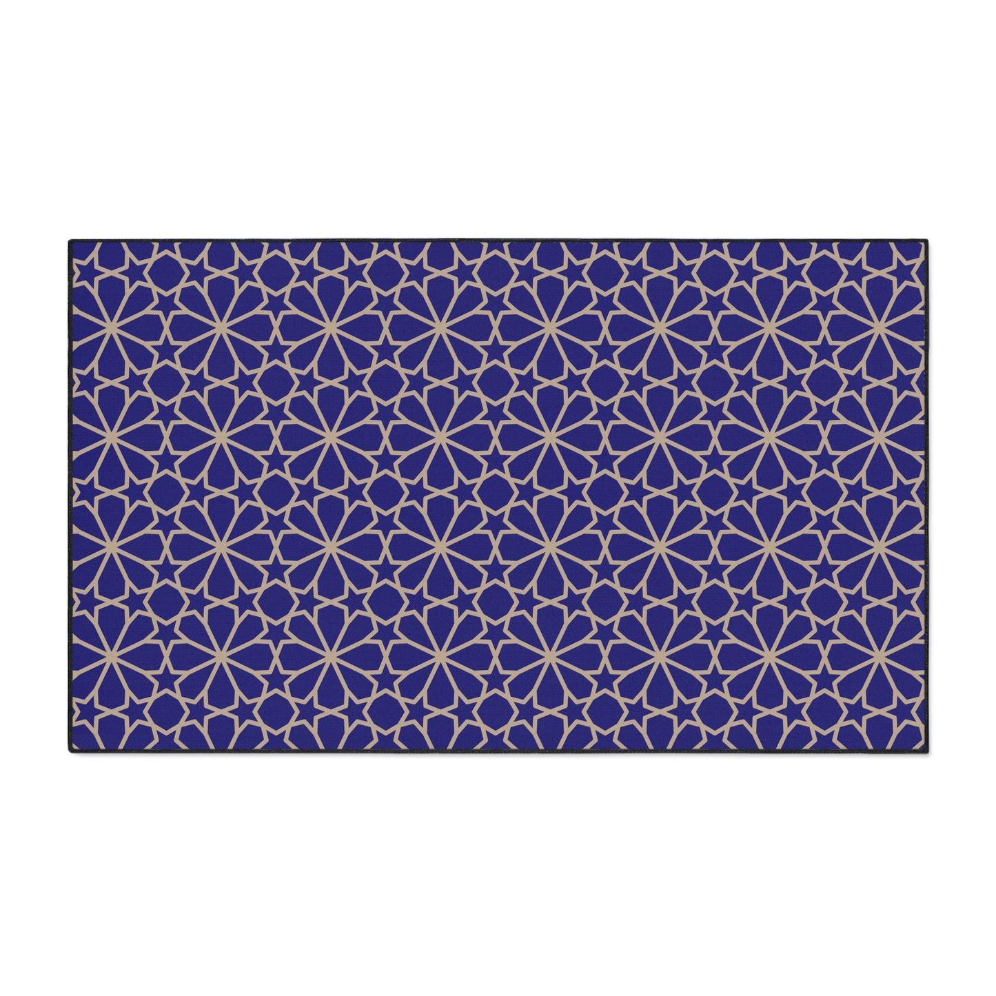 Decorative Heavy Duty Non-Slip Floor Mat Stylish Design Perfect for Entryway Kitchen Blue and Gold Geometric Floral Design Rug Bathroom Mat