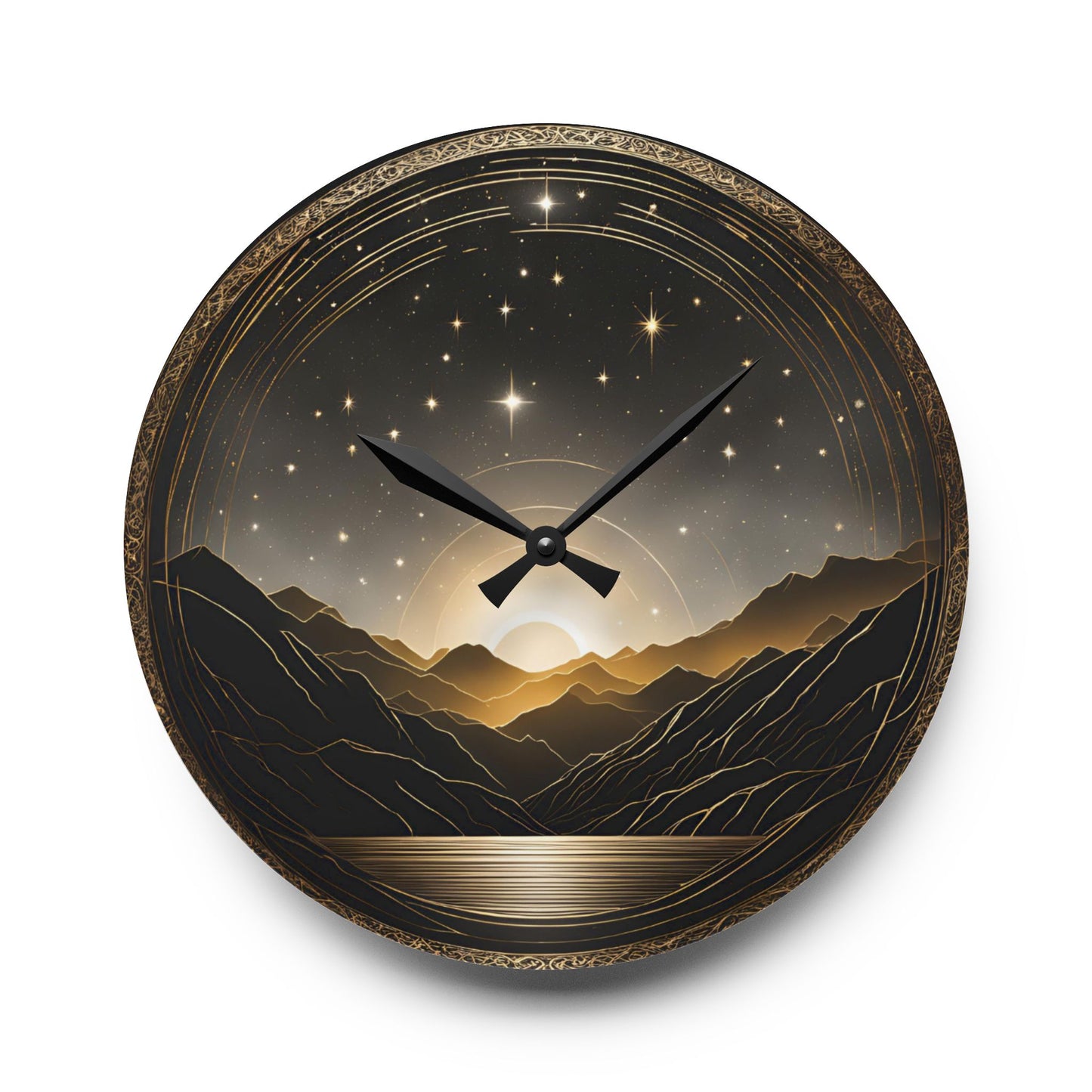 Boho Celestial Design Acrylic Office Clock Unique Colorful Wall Clock for Kitchen or Living Room Sun and Stars Astrological Gift