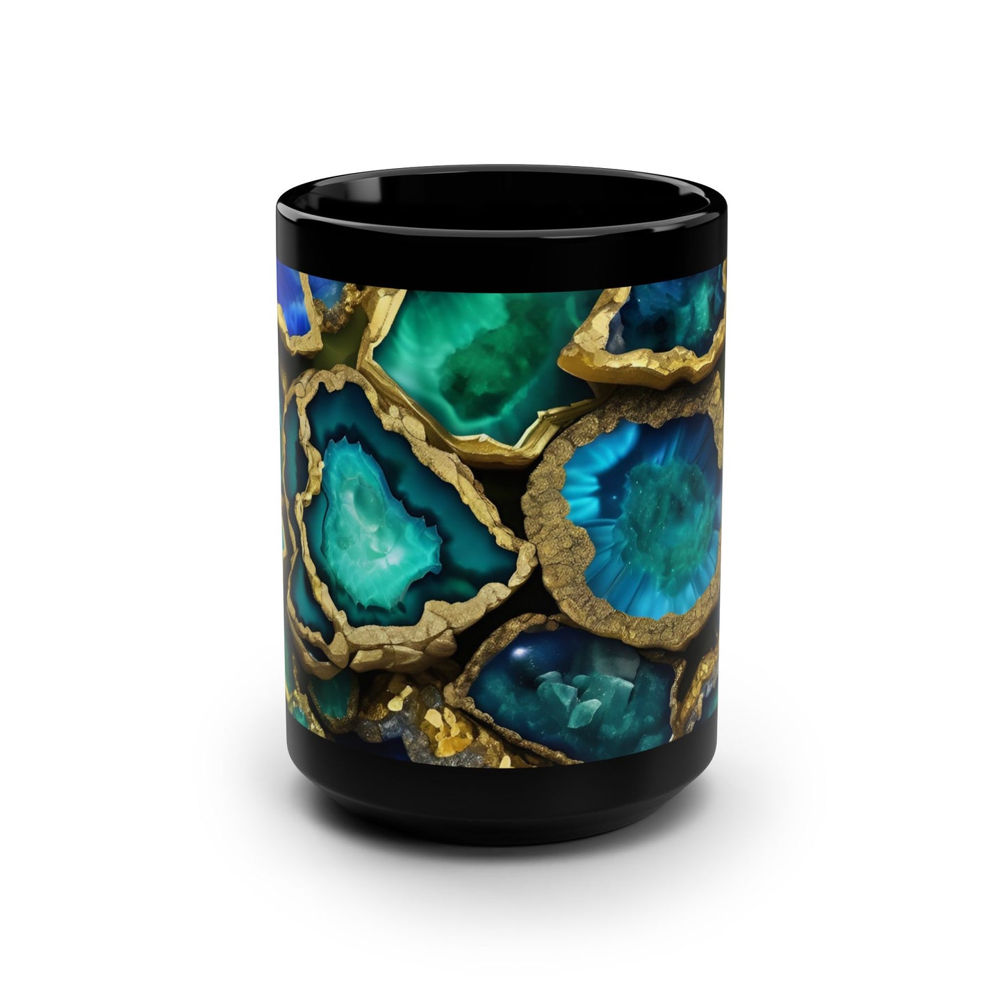Ceramic Coffee Mug Quartz-Inspired Agate Image Nature Lover Ceramic Unique Colorful Teacup Geode Rock Gemstone Lover Ceramic 15 oz Mug