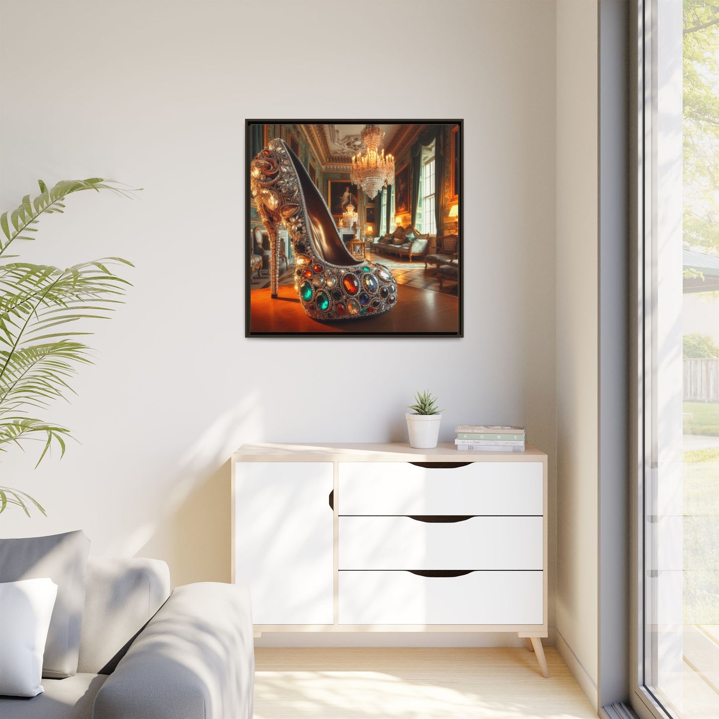 High Heel Shoe Framed Canvas Print Wall Art Unique Fashion Designer Style Haute Couture Shoe Lover Fashionista Gift Decor 3 Frame Colors