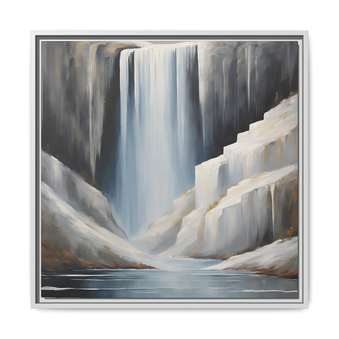 Modern Abstract Waterfall Design Unique Framed Canvas Wall Art Ocean Beach Gift Nature Lover Gift Mountain Landscape Gift 3 frame colors