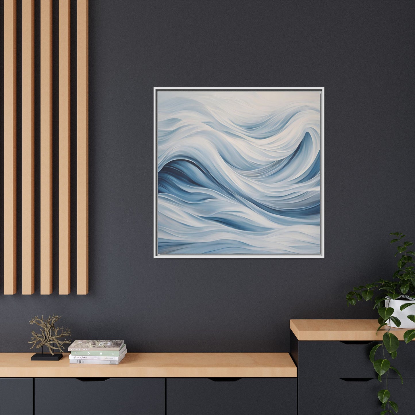 Modern Abstract Wave Design Unique Framed Print Canvas Wall Art Ocean Beach Gift Nature Lover Gift Underwater Sea Lover Gift 3 frame colors