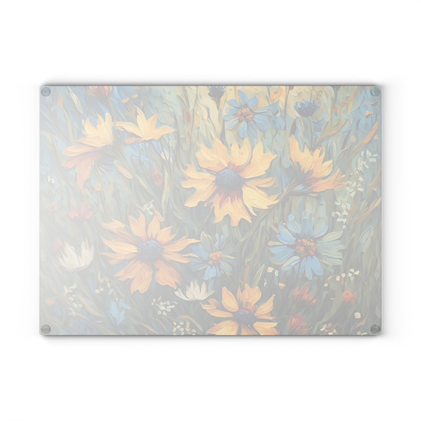 Kitchen Decor Glass Cutting Board Serving Tray with Daisy Design Pattern Cutting Board Gift for Home Cook Charcuterie Board