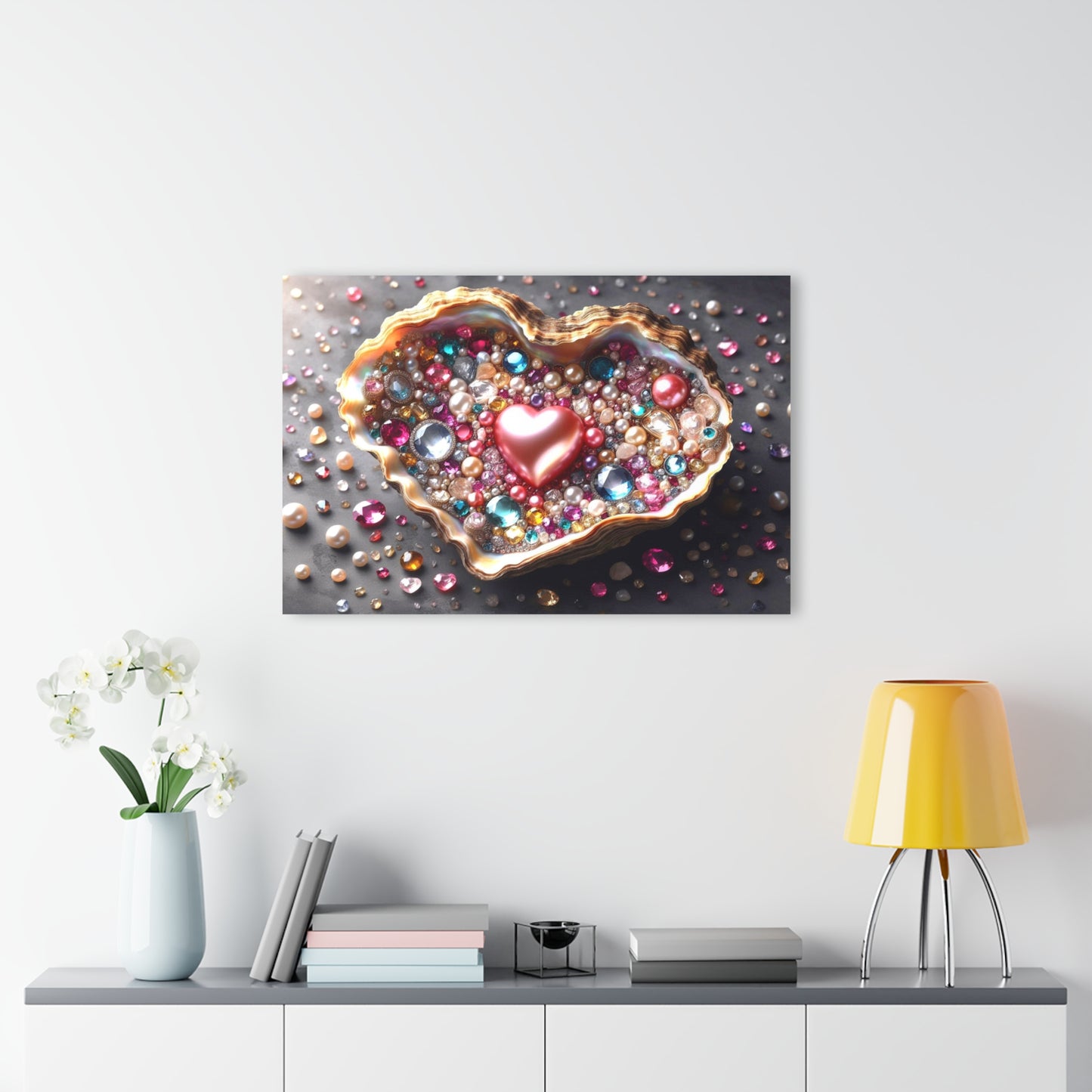 Heart-shaped Pearl in Oyster Shell Acrylic Print with French Cleat Salt-life Oceanic Nature Wall Art Beachy Relaxing Artwork Modern Decor