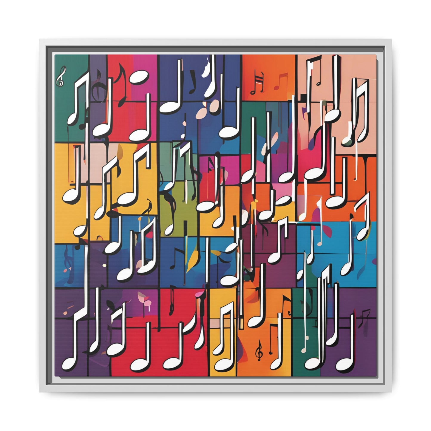 Modern Music-Themed Print Abstract Design Unique Framed Canvas Print Treble Clef Note Wall Art Music Lover Gift Decor 3 frame colors