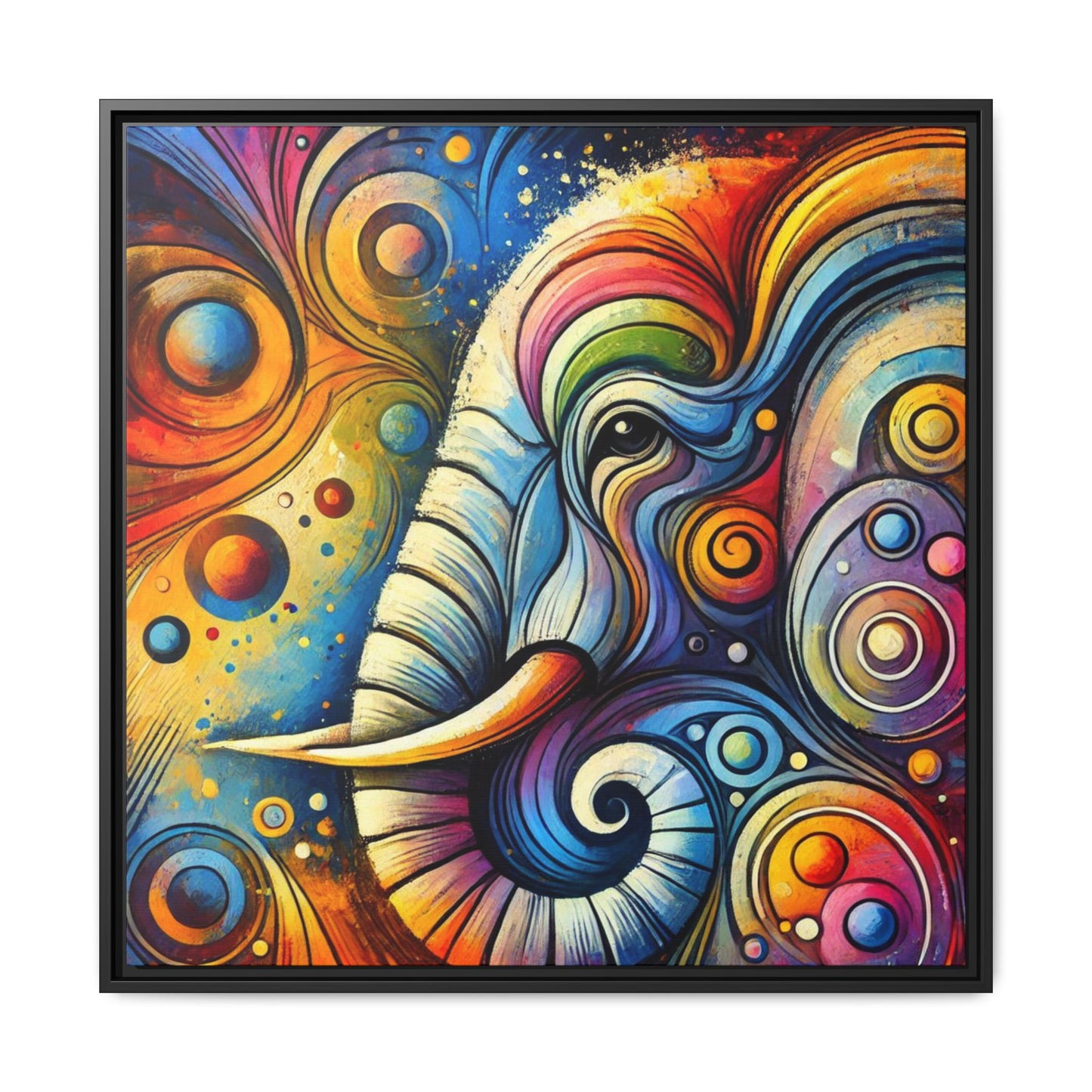 Modern Elephant Print Abstract Design Unique Framed Canvas Print African Wall Art Animal Lover Gift Nature Lover Decor 3 frame colors