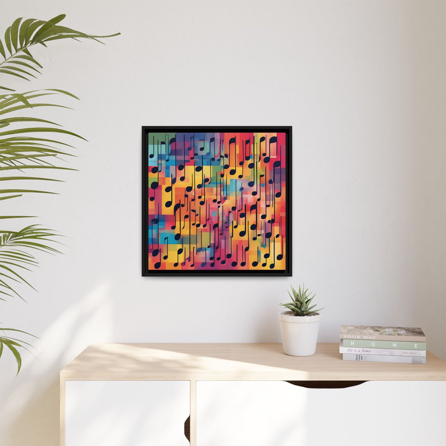 Modern Music-Themed Print Abstract Design Unique Framed Canvas Print Treble Clef Note Wall Art Music Lover Gift Decor 3 frame colors