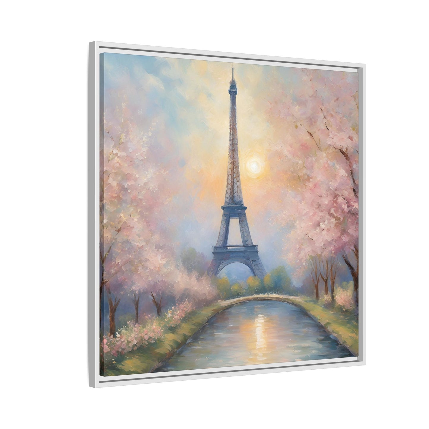 Modern Abstract Pastel Eiffel Tower Design Unique Framed Colorful Canvas Landscape Wall Art Paris France Gift Landscape Gift 3 frame colors