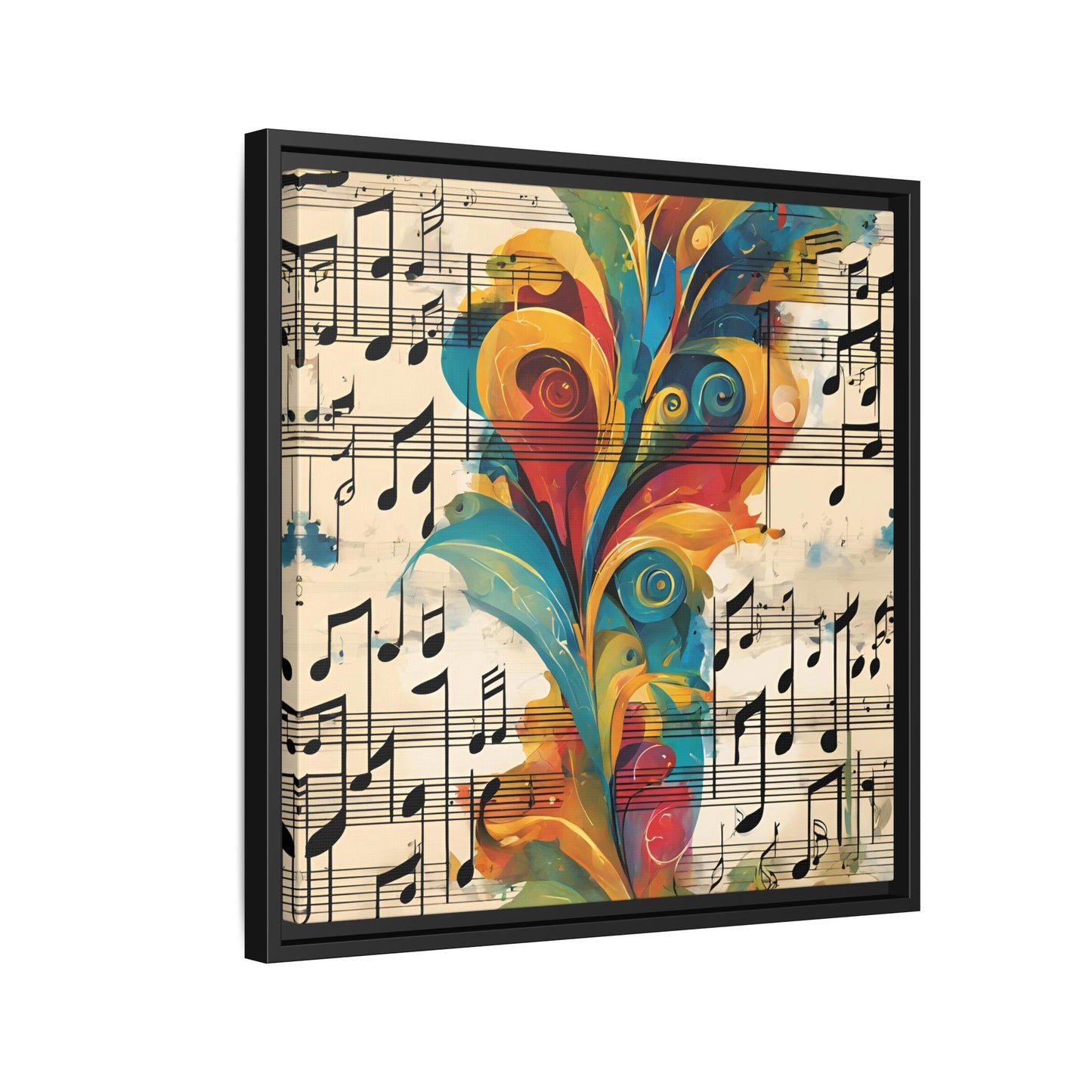 Modern Sheet Music-Themed Print Abstract Design Unique Framed Canvas Print Treble Clef Note Wall Art Music Lover Gift Decor 3 frame colors