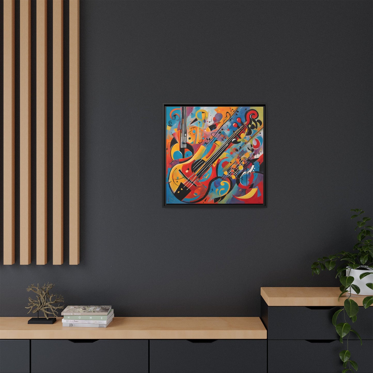 Modern Music-Themed Print Abstract Design Unique Framed Canvas Print Guitar Wall Art Music Lover Gift Decor 3 frame colors