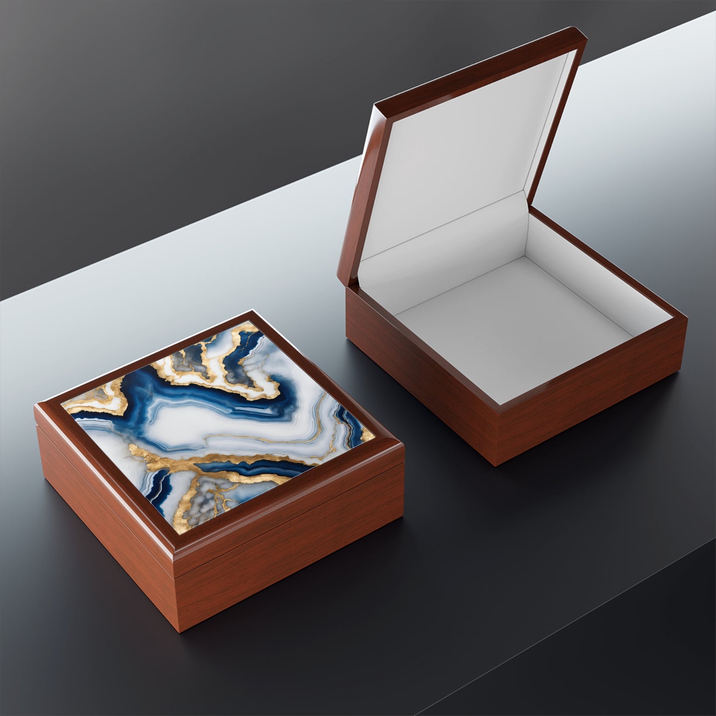Unique Art Print Design Jewelry Box Trinket Box Bedroom Dresser Decor Vanity Gift Box - 3 colors to choose from