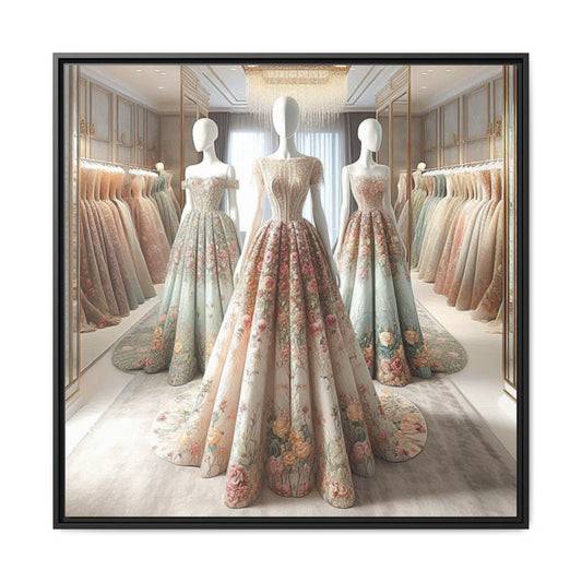 Fashion Formal Runway Dress Framed Canvas Print Wall Art Unique Fashion Designer Style Haute Couture Fashionista Gift Decor 3 Frame Colors