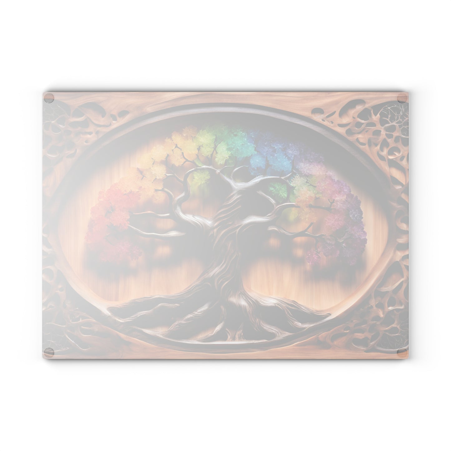 Glass Kitchen Decor Glass Cutting Board Serving Tray with Tree of Life Design Cutting Board Gift for Home Cook Glass Charcuterie Board