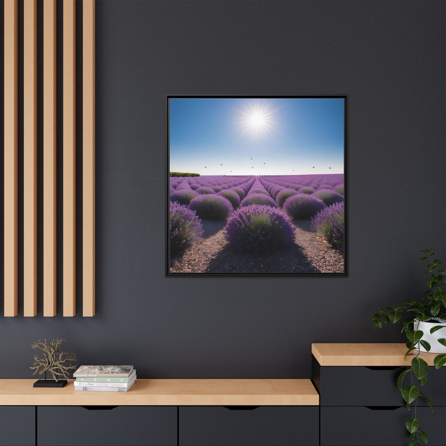 Lavender Flower Fields Unique Framed Canvas Wall Art Flower Lover Gift Wildflower Artwork Nature Lover Lanscape Gift 3 frame colors