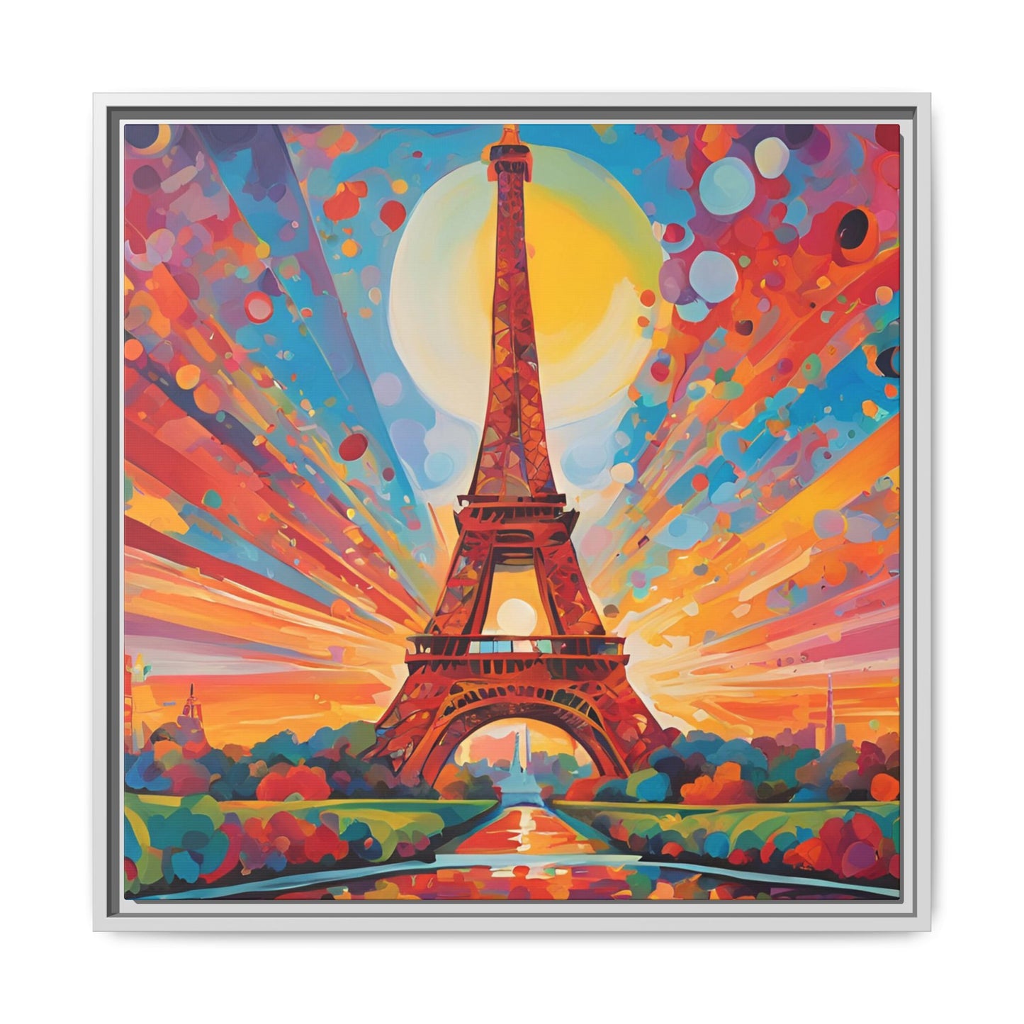 Modern Abstract Eiffel Tower Design Unique Framed Colorful Canvas Landscape Wall Art Paris France Gift Nature Lover Gift 3 frame colors