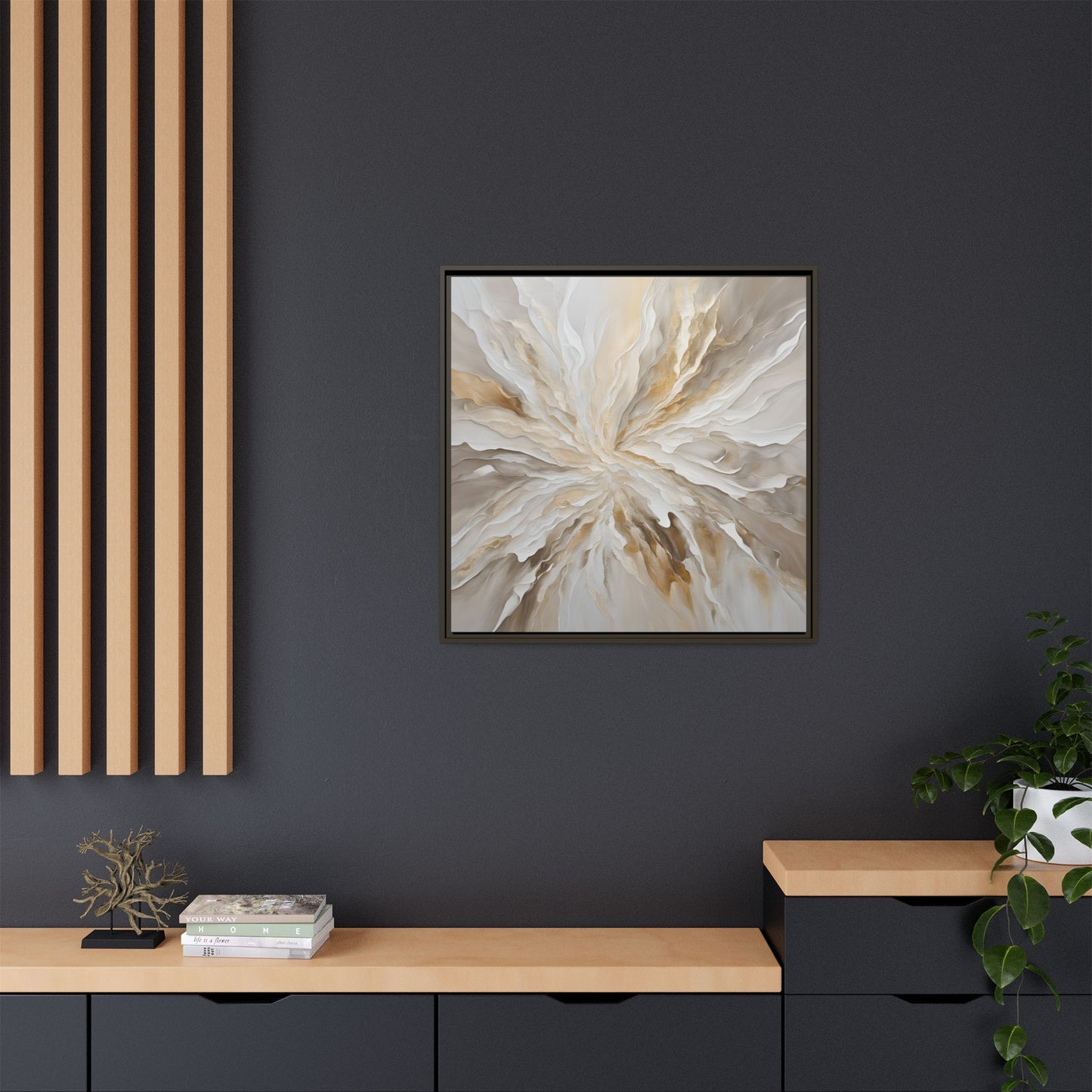 Modern Abstract Floral Design Unique Framed Canvas Wall Art Starburst Gift Nature Lover Gift Garden Lover Gift 3 frame colors
